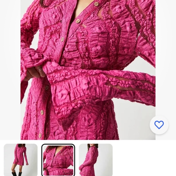Free People's Shayla MAGENTA Lace Mini dress, Medium - Picture 2 of 3